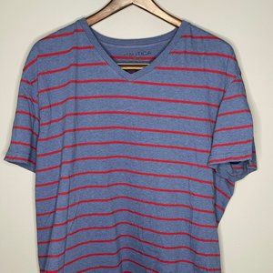 Nautica T-Shirt. Red/Blue Striped. XXL.